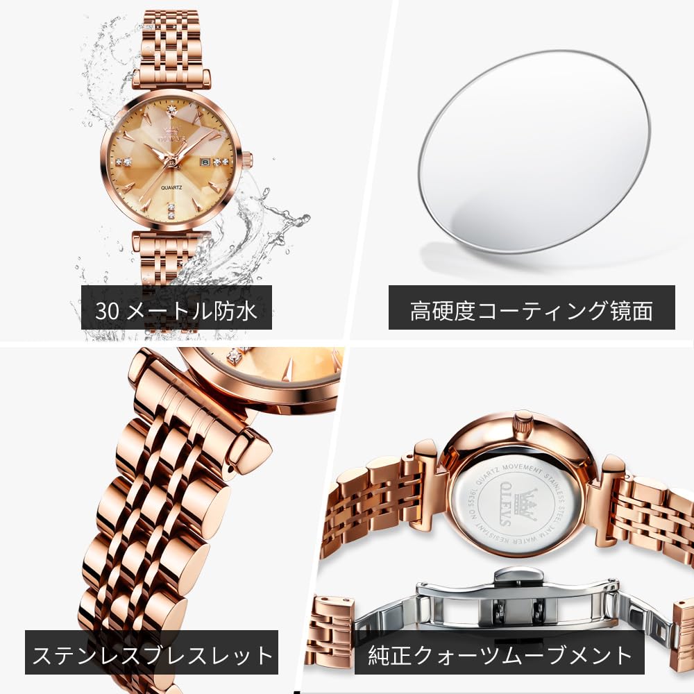 OLEVS Japanese Quartz Classic Luminous 30M Water Business Gift Watch for Women Women's Watch, Movement, Dial, Hands, Resistant, Watch, Popular,