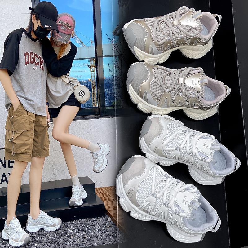 Platform Shoes Women's Autumn New Versatile Breathable Mesh Heightening Casual Sports Shoes Couple Shoes