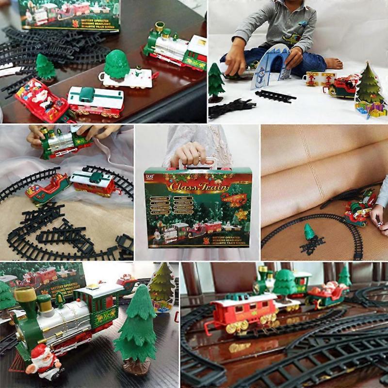 Kids Boys Girls Christmas Tree Musical Lights Sounding Train Track Set Party Gift