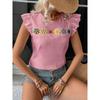 Women's Summer New Crochet Hollow Lace Short Sleeve Top