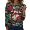 Women's Fashion Casual H Printed V-Neck Long Sleeve Decorative Button T-Shirt Tops