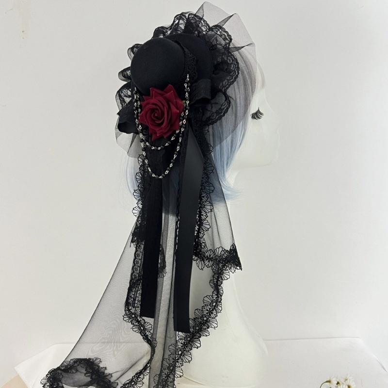 Elegant Rose Design Veil Hair Clip For Women Girls Lightweight Nonslip Hair Barrettes For Wedding Party Daily Use