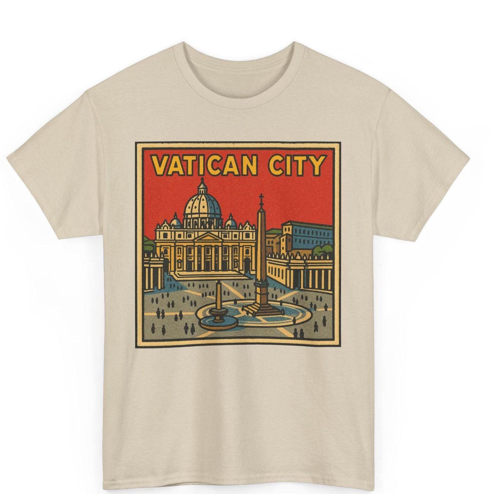 Vatican City Comic T Shirt Unisex Retro Style | Vintage St Peters Basilica Tee | Europe Travel Graphic Shirt | Gift for Him Her Pilgrim 4XL