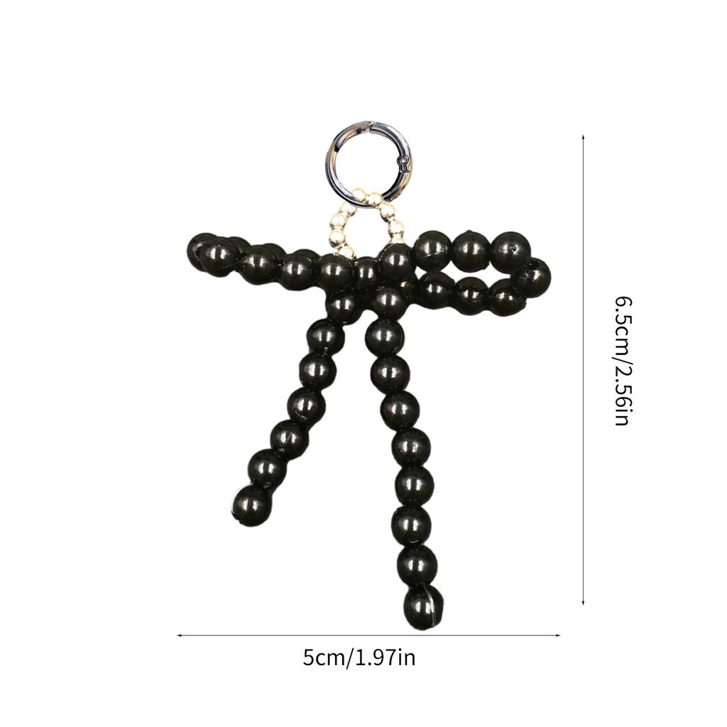 Pearl Beaded Bowknot Charm Keychains Sweet Cool Pendant Ornament Keyring Backpack Decoration Jewelry for Women Girls