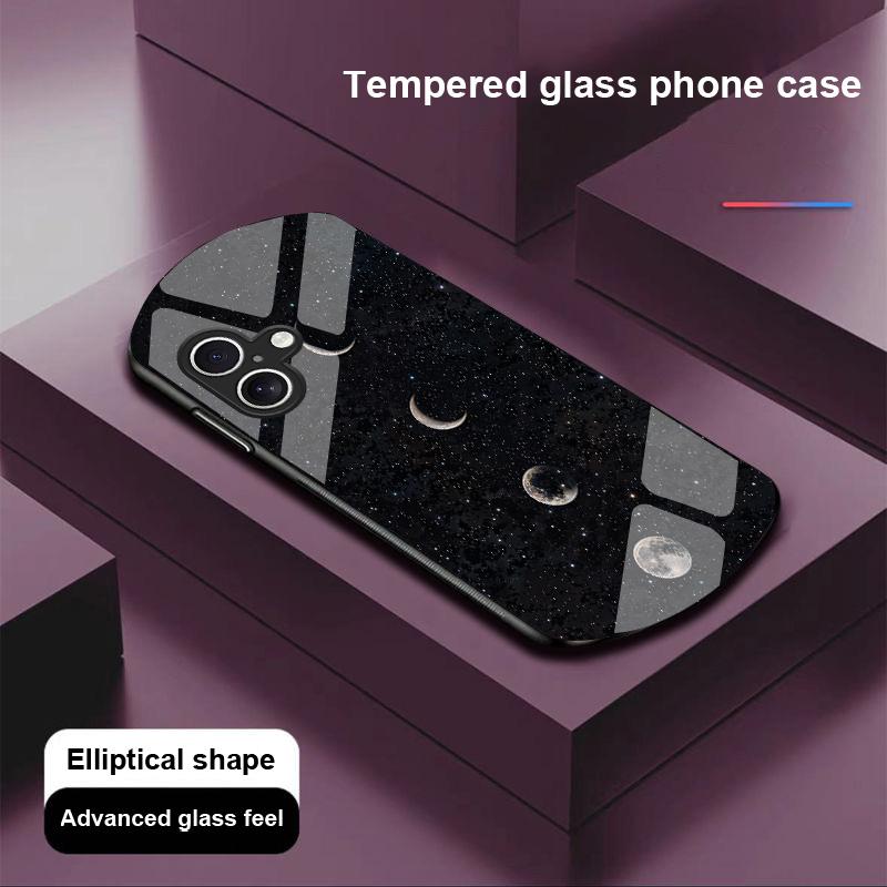 Astronaut Planet For Apple IPhone 16 11 13 15 14 Pro Max 12 Mini 7 8 Plus XR X XS Elliptical Shaped Tempered Glass Phone Case