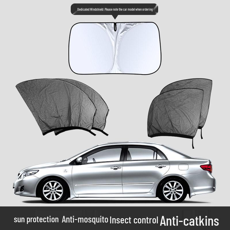 Japanese Car Window Sunshade & Mosquito Screen - Heat Insulation & Insect Protection Curtain