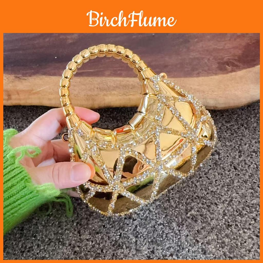 Akrilik Mini Moon Shape Clutch With Rhinestones And Chain For Daily Fashion