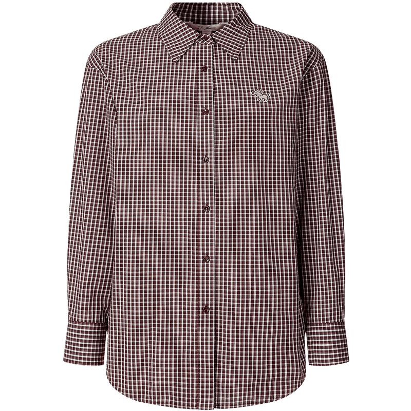 JUZUI Women s Vintage Relaxed Plaid Embroidered 100% Cotton Shirt S