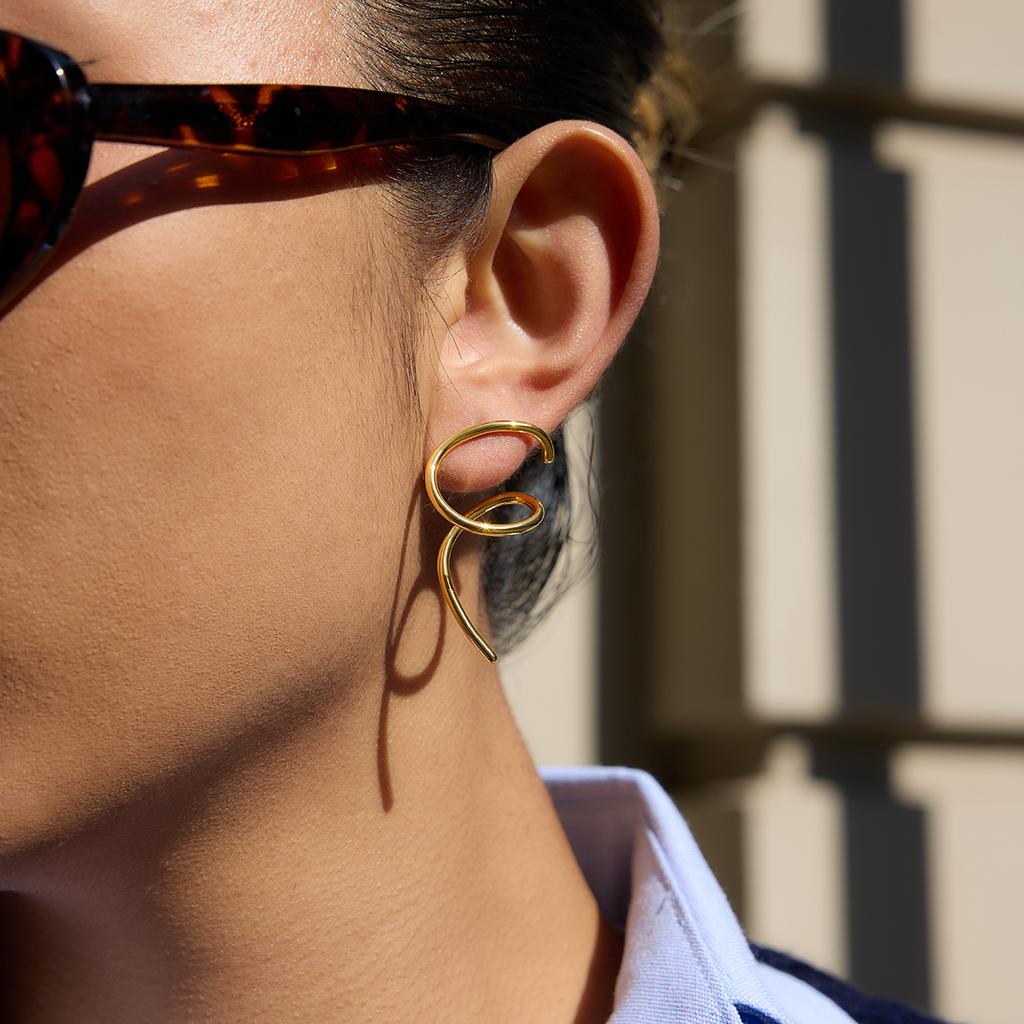 Yori Irregular Lines Encircling Butterfly Earrings For Women Prevent Allergy Stainless Steel High Quality Chic Jewelry