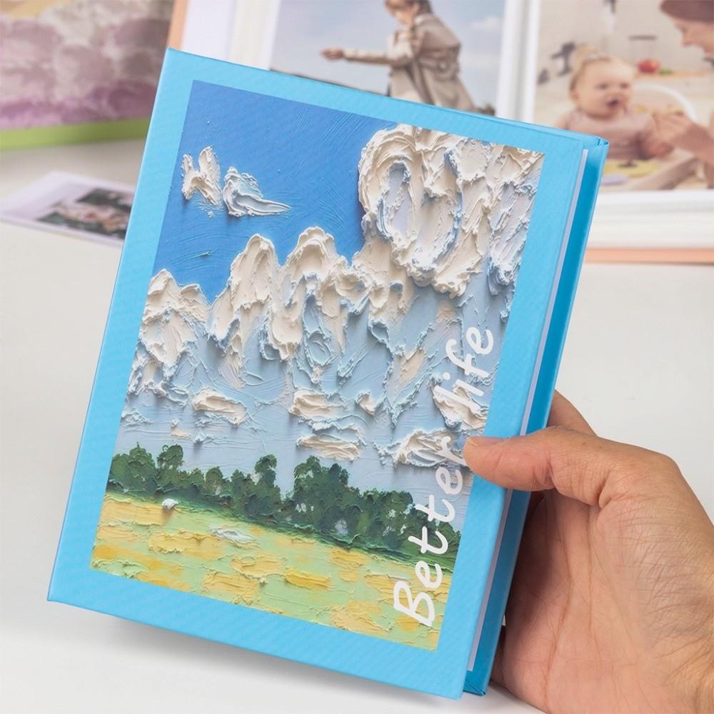 6 Inch 100 Pockets Photo Album 3D Floral Cover Large Capacity Insert Page Album Insert Pocket Laminated Photo Display Album светло-синий