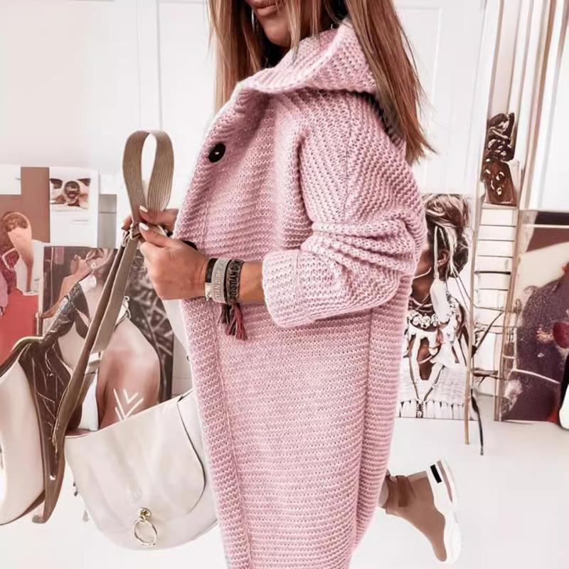 New Hooded Knitted Sweater, Hat Collar Loose Cardigan Women's Sweater Plus Size Women's Clothing