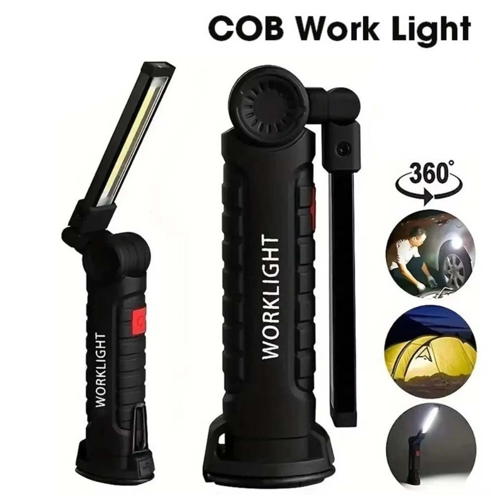 Dimmable LED Flashlight USB Rechargeable Inspection Lamp with Magnetic Hook COB LED Work Light BBQ