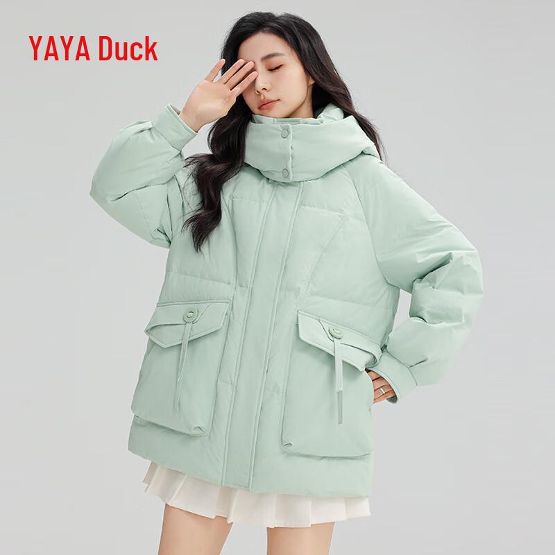 YAYA 2024 Women's Macaron Short Hooded Down Jacket