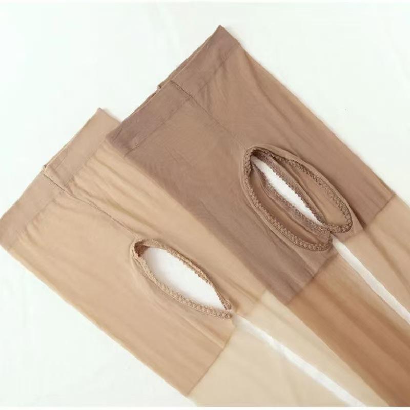 

Women s Plus Size Open Crotch Silk Stockings Lingerie with Four-Way Open Crotch - Sexy Black Pantyhose. White