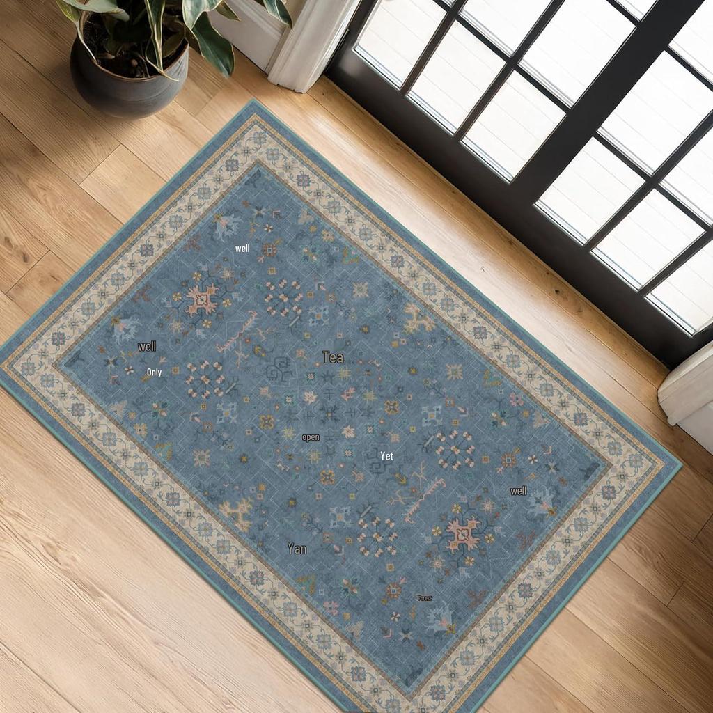 Retro Persian Crystal Velvet Non-Slip Hallway Door Mat - Dirt & Wear Resistant Floor Pad for Bathroom & Hotel.