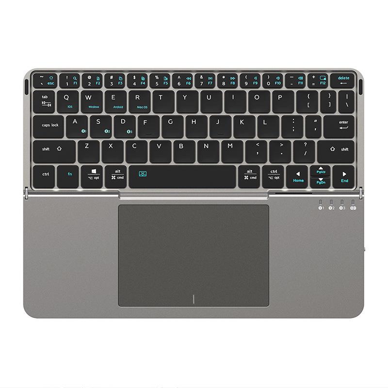 Leather Folding Bluetooth Keyboard Case with Touchpad for iPad/Android Tablets Portable Touch Keyboard, Two-fold чёрный