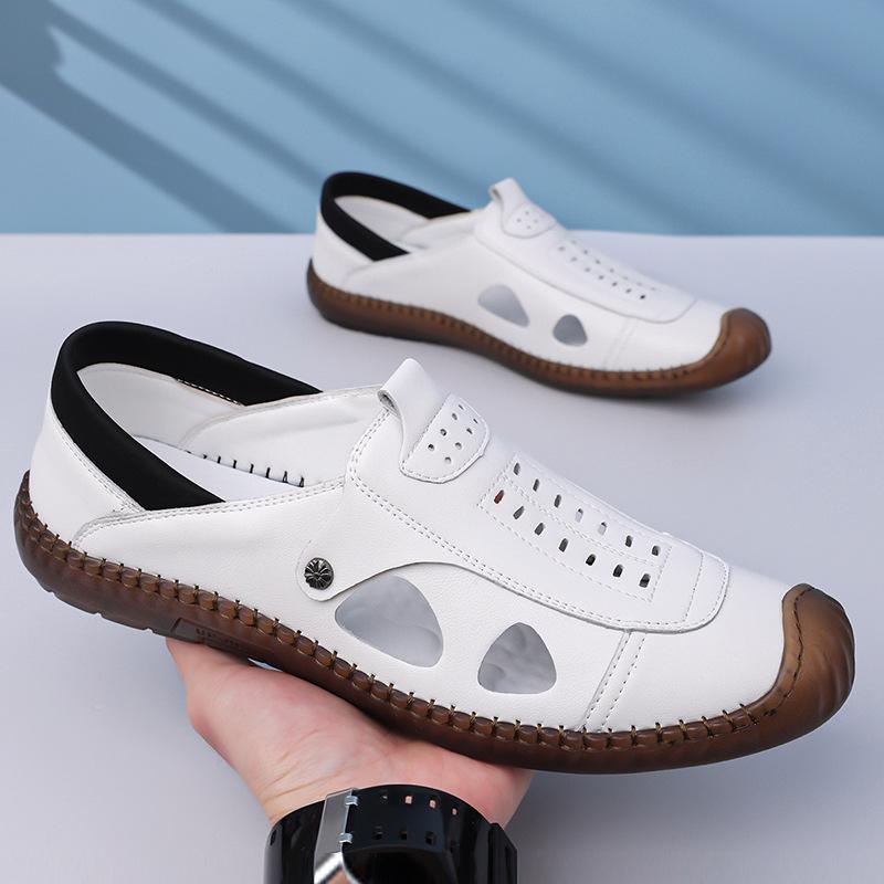 New Summer Shoes Men Flat Sandals Non-slip Soft Summer Brand Male Footwear Black White