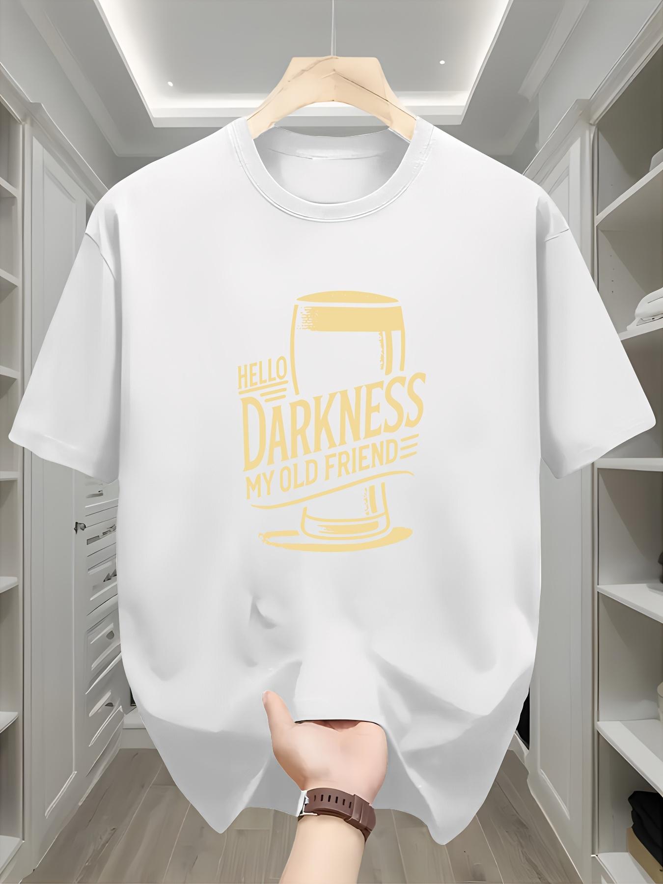 

Mens Streetwear Vintage Hello Darkness My Old Friend T Shirt Cotton Tee Women Oversized Harajuku Gift Ironic Humor Loose Tops 3XL