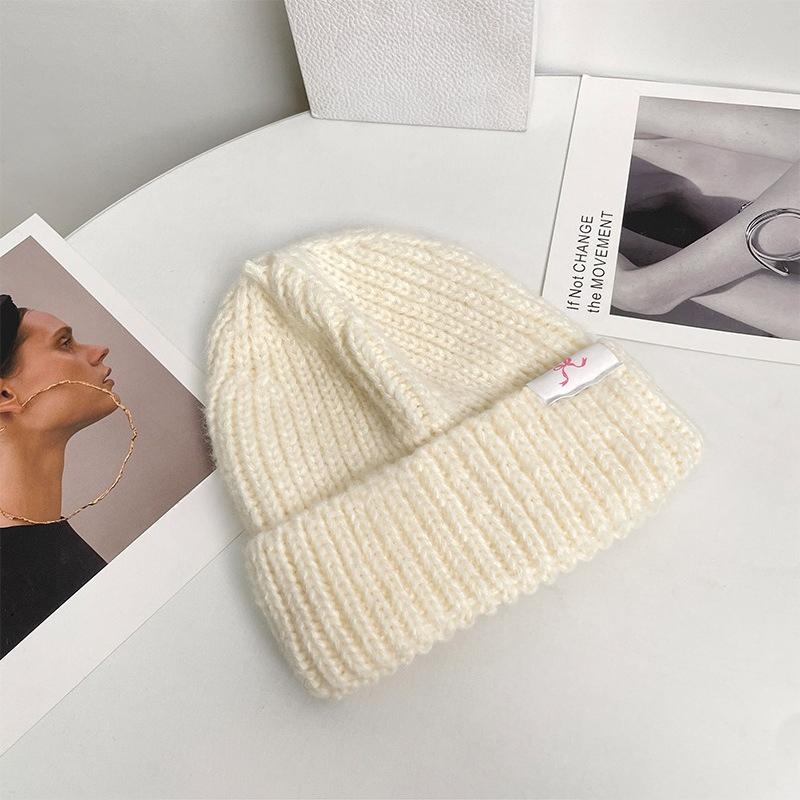 Autumn and Winter New Bow Woolen Hat Versatile Cold Proof Knitted Hat Showing Face Primary School Students Ear Protection Bag Head Hat Pullover Hat