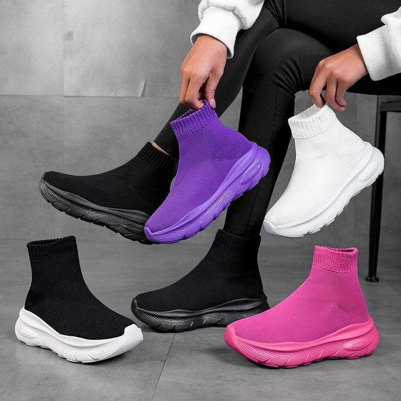 Winter Sports Shoes Velvet New Outdoor Fly-woven One-pedal Breathable Socks Shoes Sports and Leisure Shoes Women's Shoes