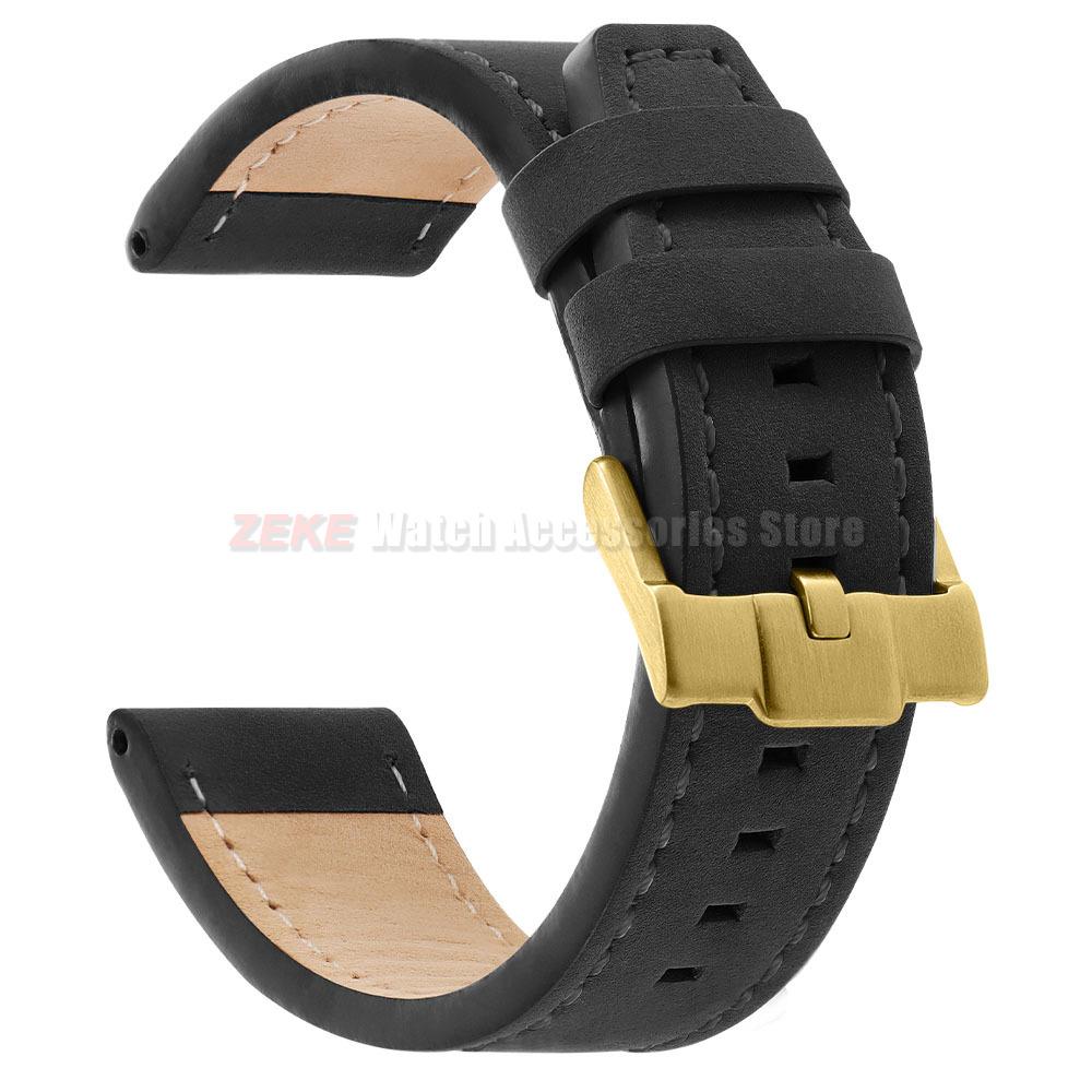 Vintage Matte Genuine Leather Watch Band for Omega for Rolex 18/20/22/24mm Black Brown Thick Straps Stitching Cowhide Wrist Belt