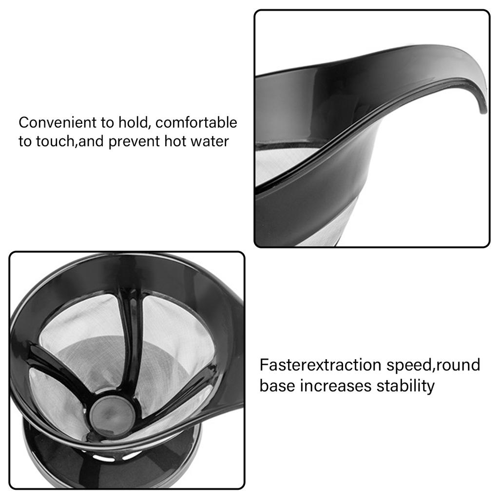 Stainless Steel Coffee Filter Set with HLB18 Measuring Spoon Meshs Filter Funnel Coffee Funnel Suitable for Coffee