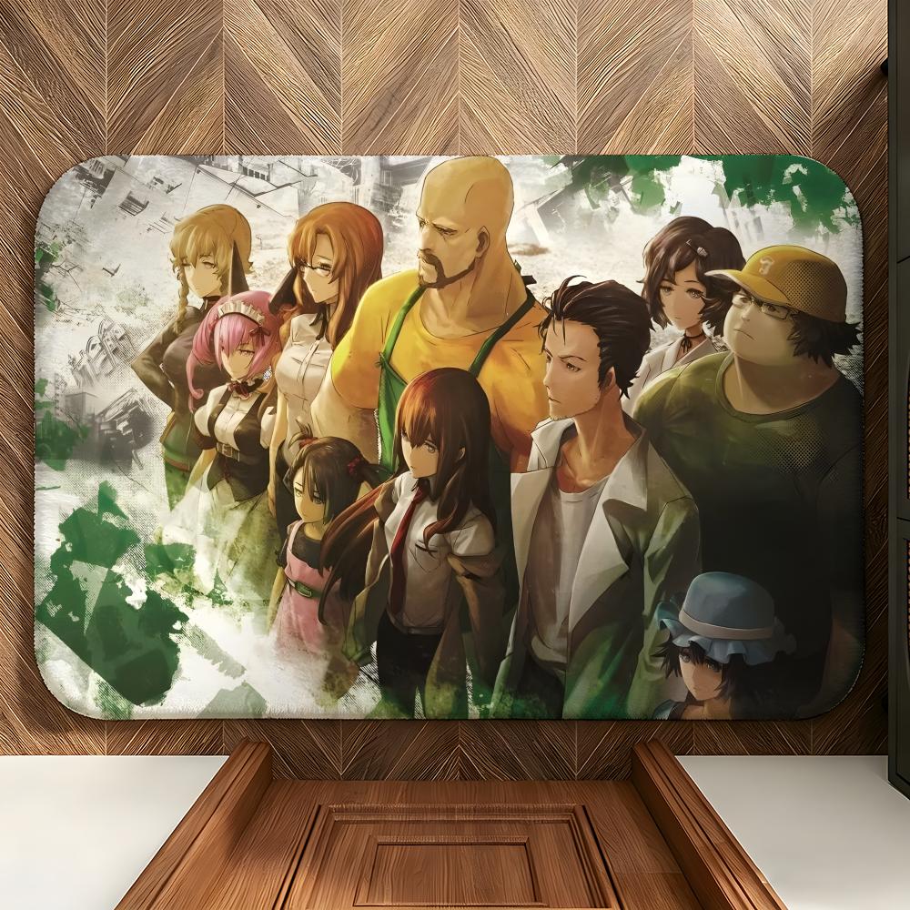 Anime S-Steins;Gate Floor Mat Soft Flannel Floor Mat  Suitable for Entryways, Living Rooms, Bedrooms, and Bathrooms