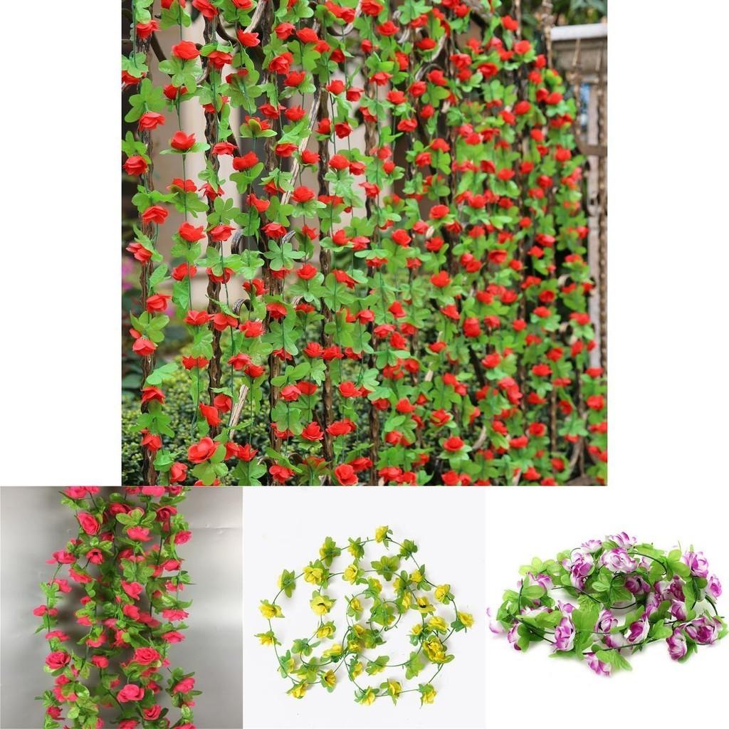 Elegant Floral Garland Fake Silk Rose Artificial Flower Vine For Festive Home Decorations