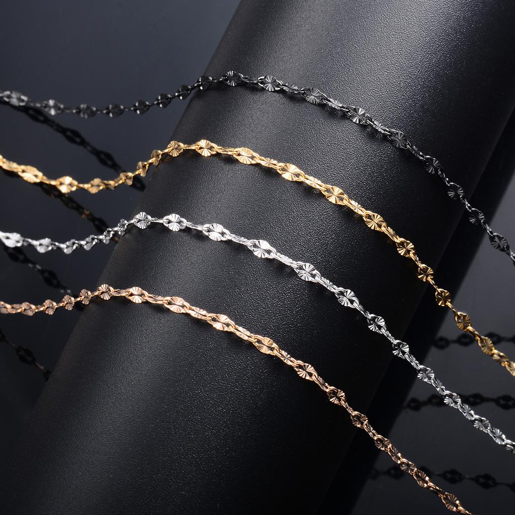 Yadreva Lip Embossed Chain 2.5mm Thin Stainless Steel Necklace Handmade Link Waterproof Jewelry Accessories