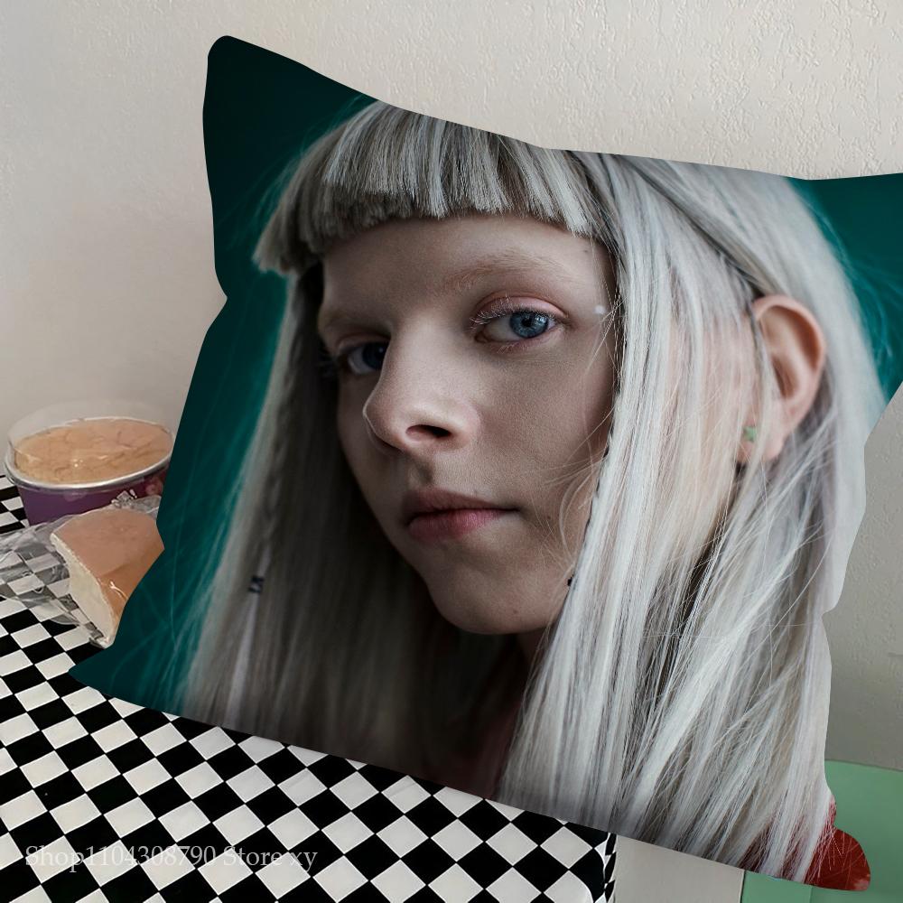 Aurora Aksnes Singer Pillow Case Square Pillow Bedroom Sofa Leisure Comfort Cushion Car Living Room Home Decoration