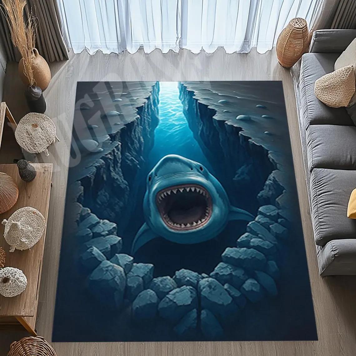 

Ковер Акула в большой трещине , Ковер с акулой с 3D-эффектом, Ковер с 3D-трещиной, Ковер Акула , Ковер-шкура Акула , Ковер с 3D-иллюзией Водоворот , Ковер Водоворот , 50X80CM