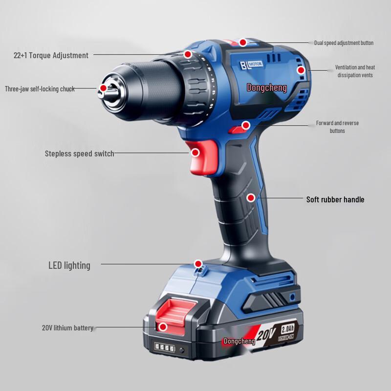 Dongcheng 20V Brushless Cordless Drill/Screwdriver CN Plug (adapter Included)