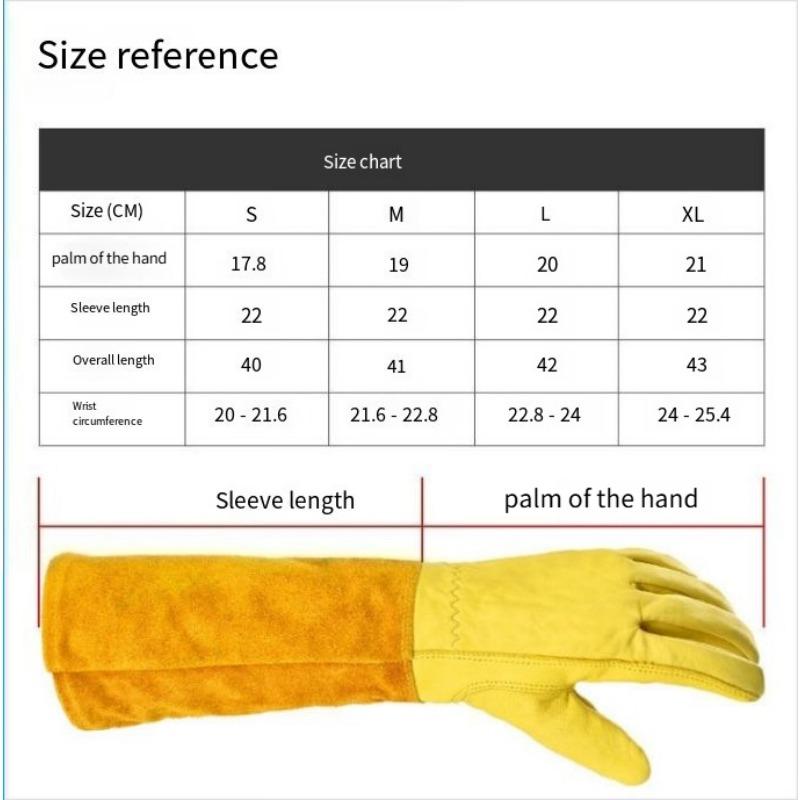 1PAIR cowhide long tube heat insulation gardening gloves outdoor flower arrangement garden gloves anti-cutting work gloves