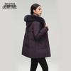 XueZhongFei Women's Mid-Length Hooded Down Jacket with Fox Fur Collar