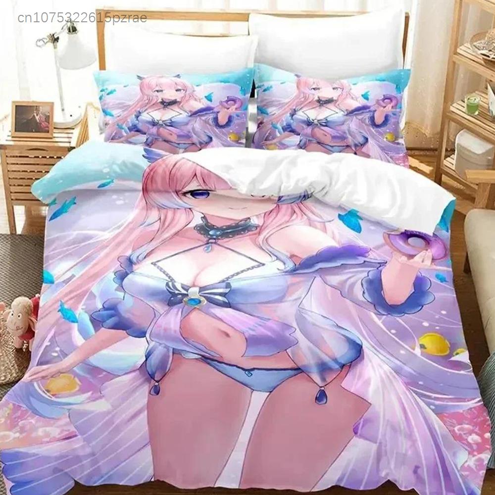 Anime Genshin Impact Sangonomiya Kokomi Bedding Set Printed With Pillowcase Bed Duvet Cover Soft Queen King Size Bedclothes Home