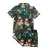 Dammode Lös Casual Topp Shorts Tvådelad Set Jul Tryckt Pyjamas Set