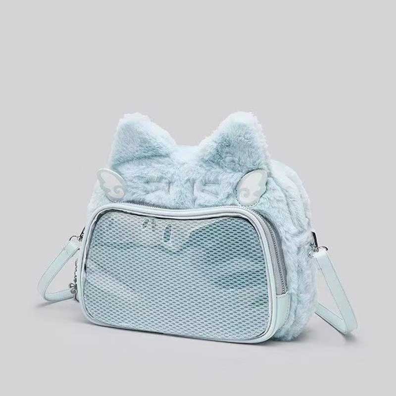 Grenzüberschreitende Niedliche Katze Plüsch Schmerztasche Doppelschulter Umhängetasche Schüler Party Weiche Niedliche Katze Kleine Essenszulage Wildleder Schmerz B