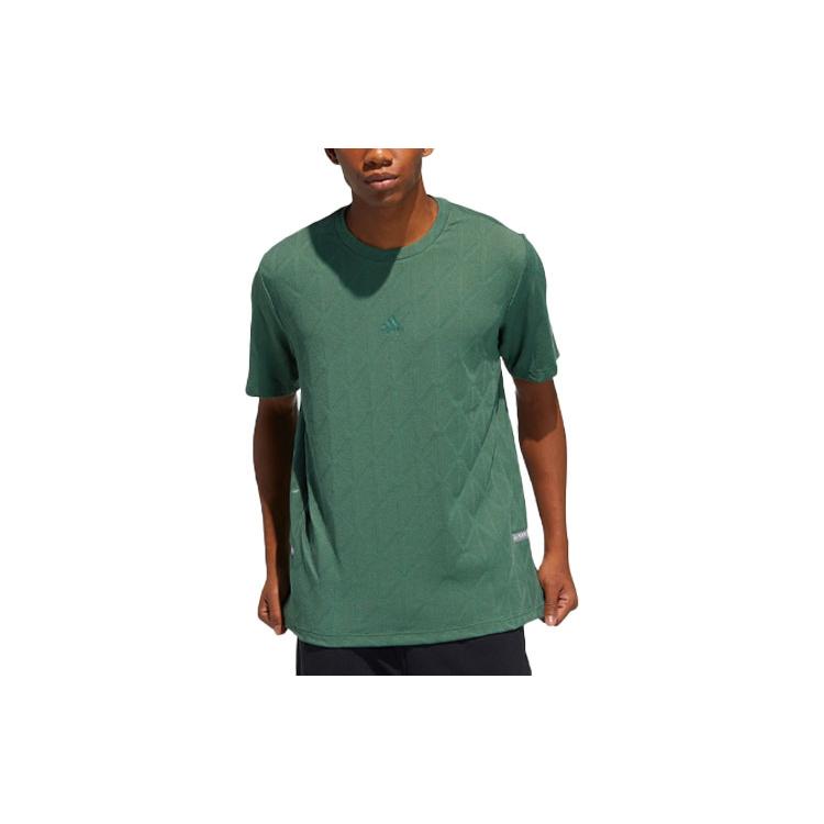 adidas T Shirts Men's Green Crew Neck Moderate Straight Fit GP1011