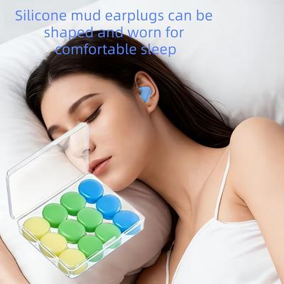 12PCS Moldable Silicone Mud Ear Plugs Reusable Noise Cancelling Waterproof Earplugs for Sleeping Swimming