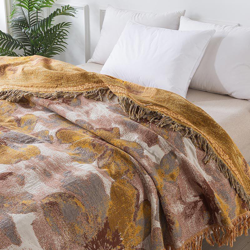 Pure Cotton Bedspread With Tassel Home Sofa Bed Cover Summer Towel Coverlet European Floral Cover Blanket Bedspread On The Bed