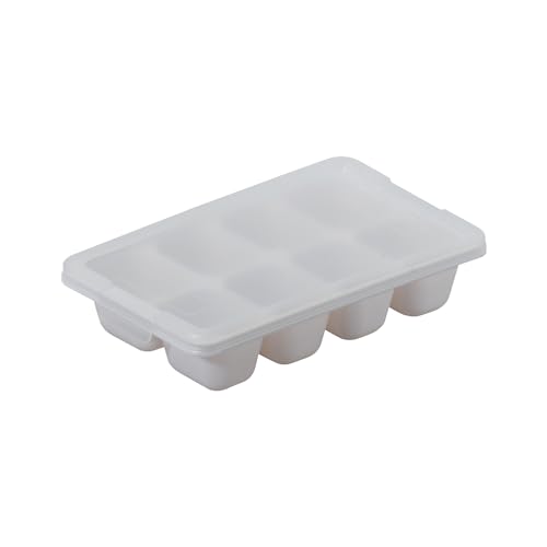 PEARL METAL Freezer/Refrigerator Tray Containers, Prepared Food Storage, Portion-Divided, 130ml X 4 Blocks, Set of 2, Perfect for Lunch Boxes, Side Di