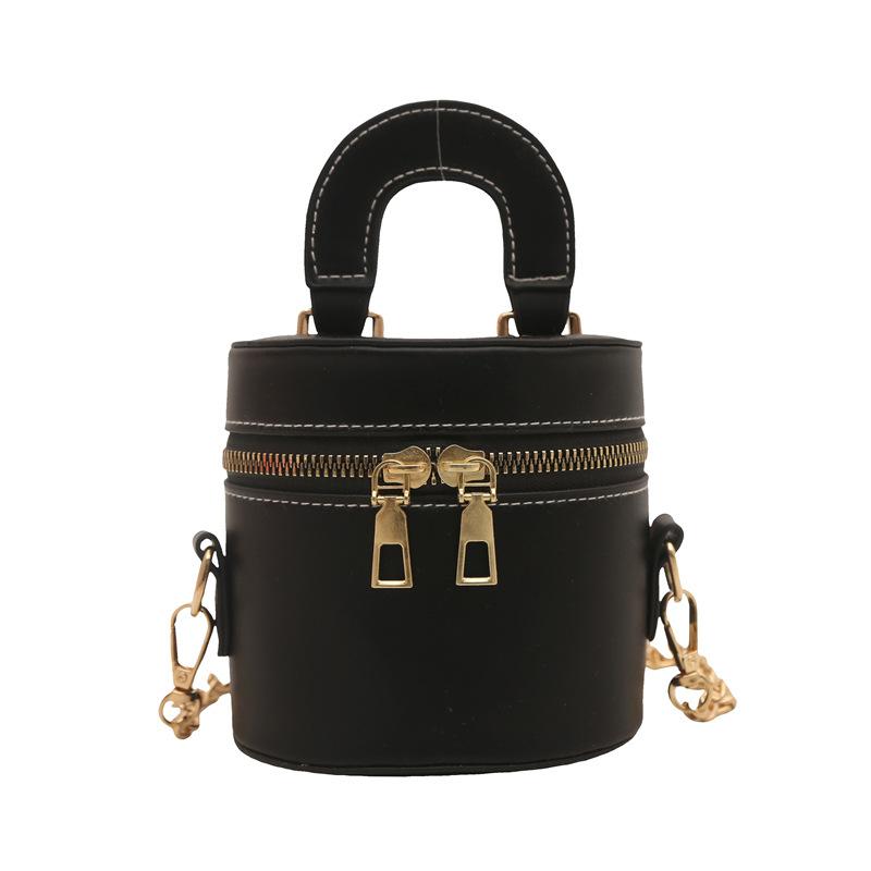 Double zipper portable bucket bag women's bag summer new shoulder bag trendy chain messenger bag
