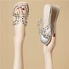 Leichter Luxus Strass Plateau-Sandalen Hausschuhe Dicksohlige High-End-Schuhe Damen Sommerkleidung Sandalen Lässig und Bequem Vielseitig