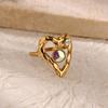 Hollow Colored Heartopen Rings For Women Gold Color Wedding Aesthetic  Stainless Steel Ring Jewelry Accessories Christmas Gift