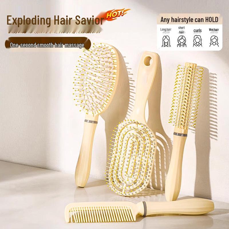Fluffy Cushion Hair Comb Set - Airbag Straightener & Massage Curling Comb for Women