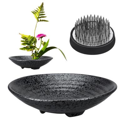 Blumenfrosch, japanisches Ikebana-Set, Schreibtisch-Keramikschale, Vase mit Kenzan-Nadel, Blumenarrangementhalter für Wohnzimmer, Schlafzimmer, Büro