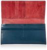 Tachiya Tochigi Leather Two-Tone Long Wallet with Internal Zipper, Navy Tochigi Leather