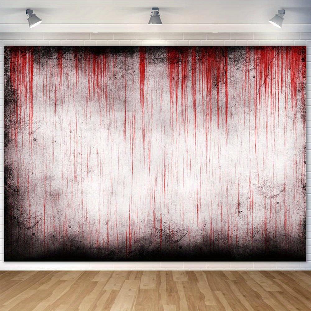 1pc Halloween Horror Photography Background - The effect of red blood drops on a textured white background, polyester