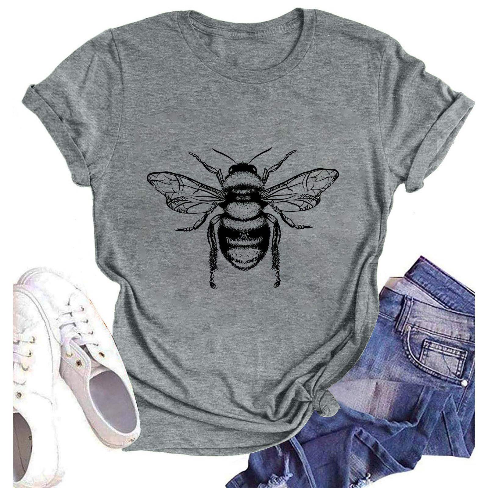 

Женская модная повседневная летняя удобная блузка с круглым вырезом и коротким рукавом с принтом XXL