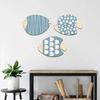 3 Pcs Wooden Fish Wall Decor Beach Nautical Coastal Theme Blue Fish Wall Sculpture Vintage Lake House Wall Art for Bathroom Living Room